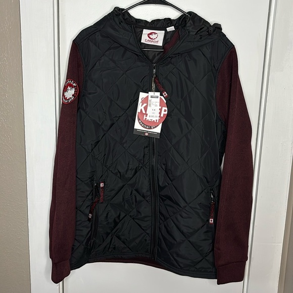 Canada Weather Gear Womens Plus Size Zip Hooded Jacket Coat 1X Cranberry/Black - Picture 1 of 8